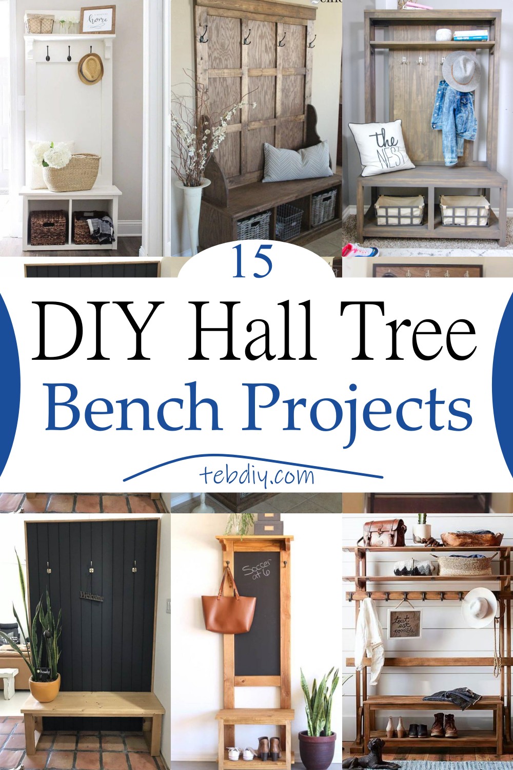 15 DIY Hall Tree Bench Projects 