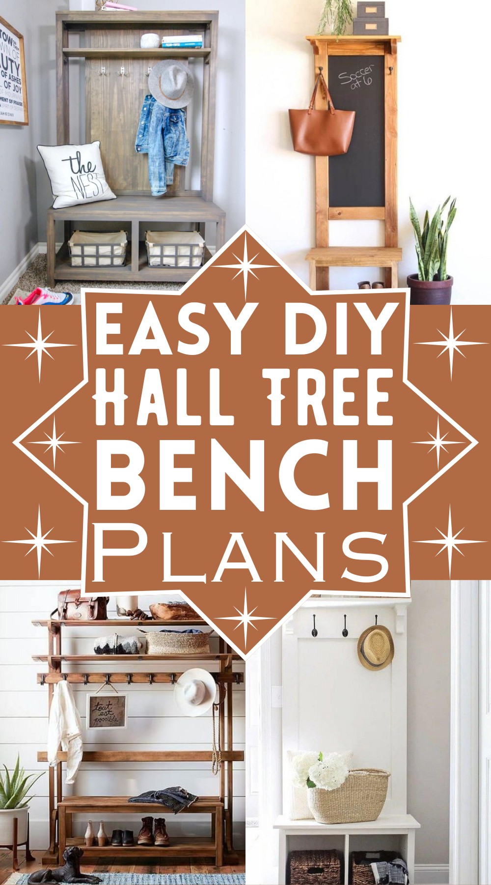 DIY Hall Tree Bench Plans For Storage