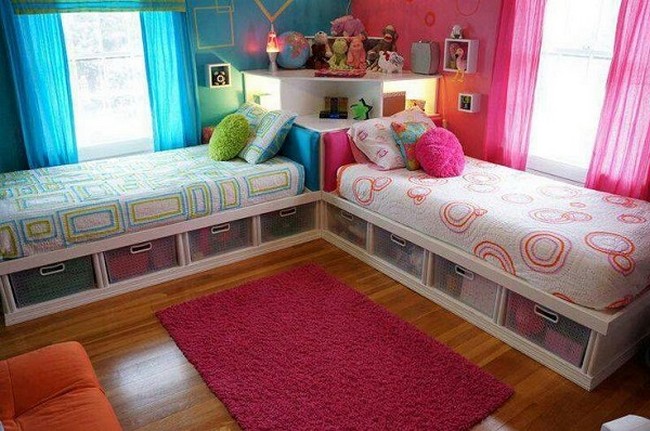 DIY Twin Corner Beds With Storage