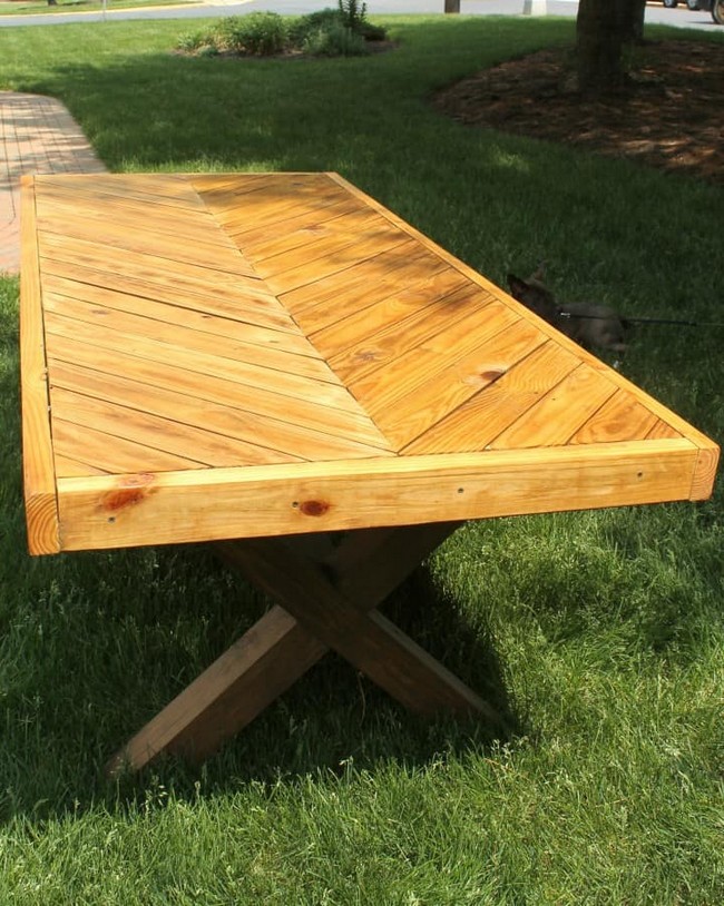 Old tree fort to a herringbone picnic table