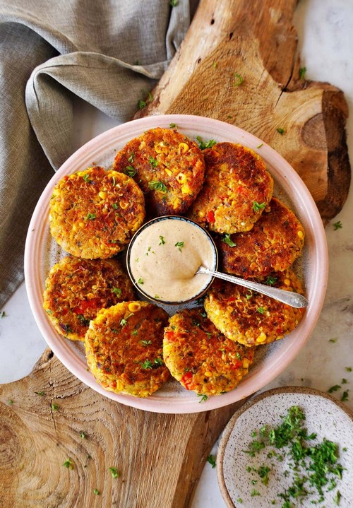Chickpea Fritters with Veggies