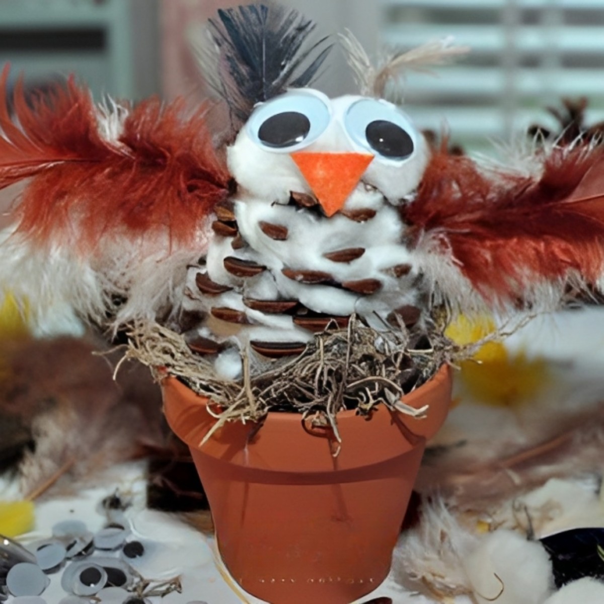 Cotton & Pine Cone Owl Craft