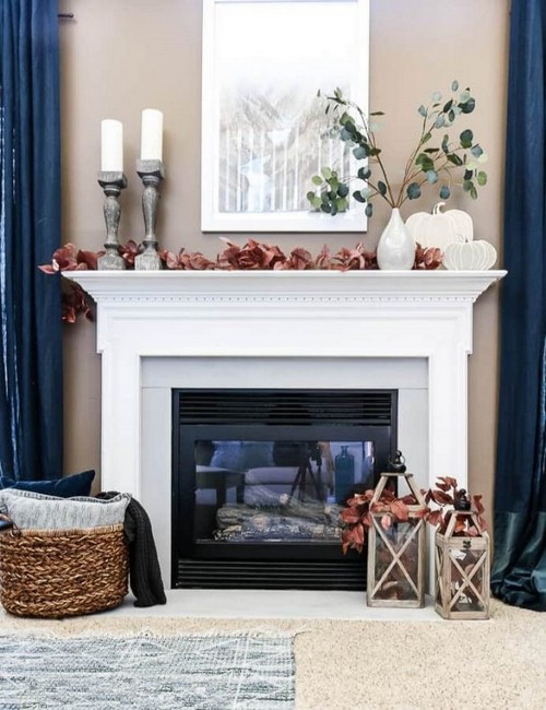 Cozy Fall Fireplace & Mantel Decor
