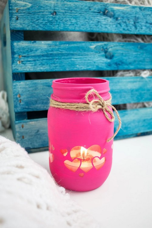 DIY Valentine’s Day Mason Jar Cricut Lanterns