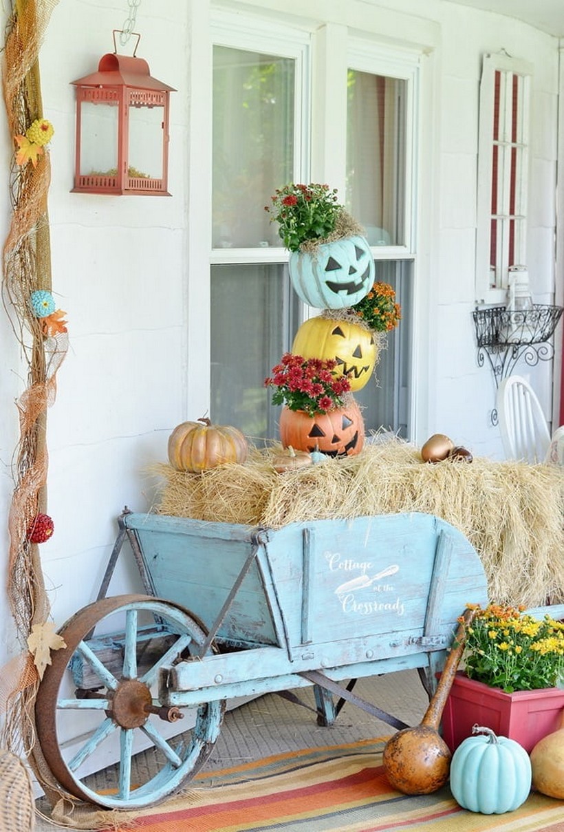 Large Wheelbarrow with Pumpkins