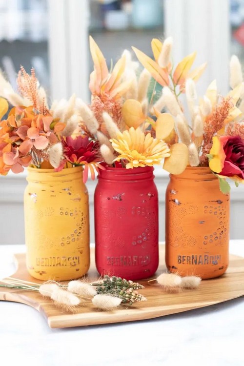 Painted Jars for Thanksgiving