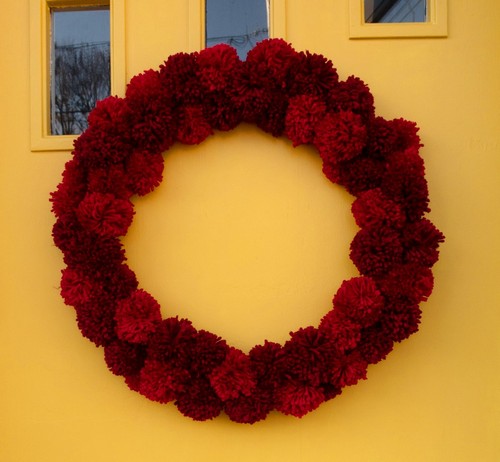 Red Pom Pom Wreath