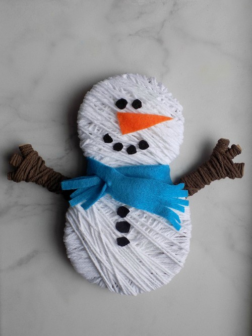 Snowman Yarn Wrapping Craft