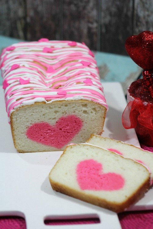 Vanilla Strawberry Loaf Heart Cake Recipe