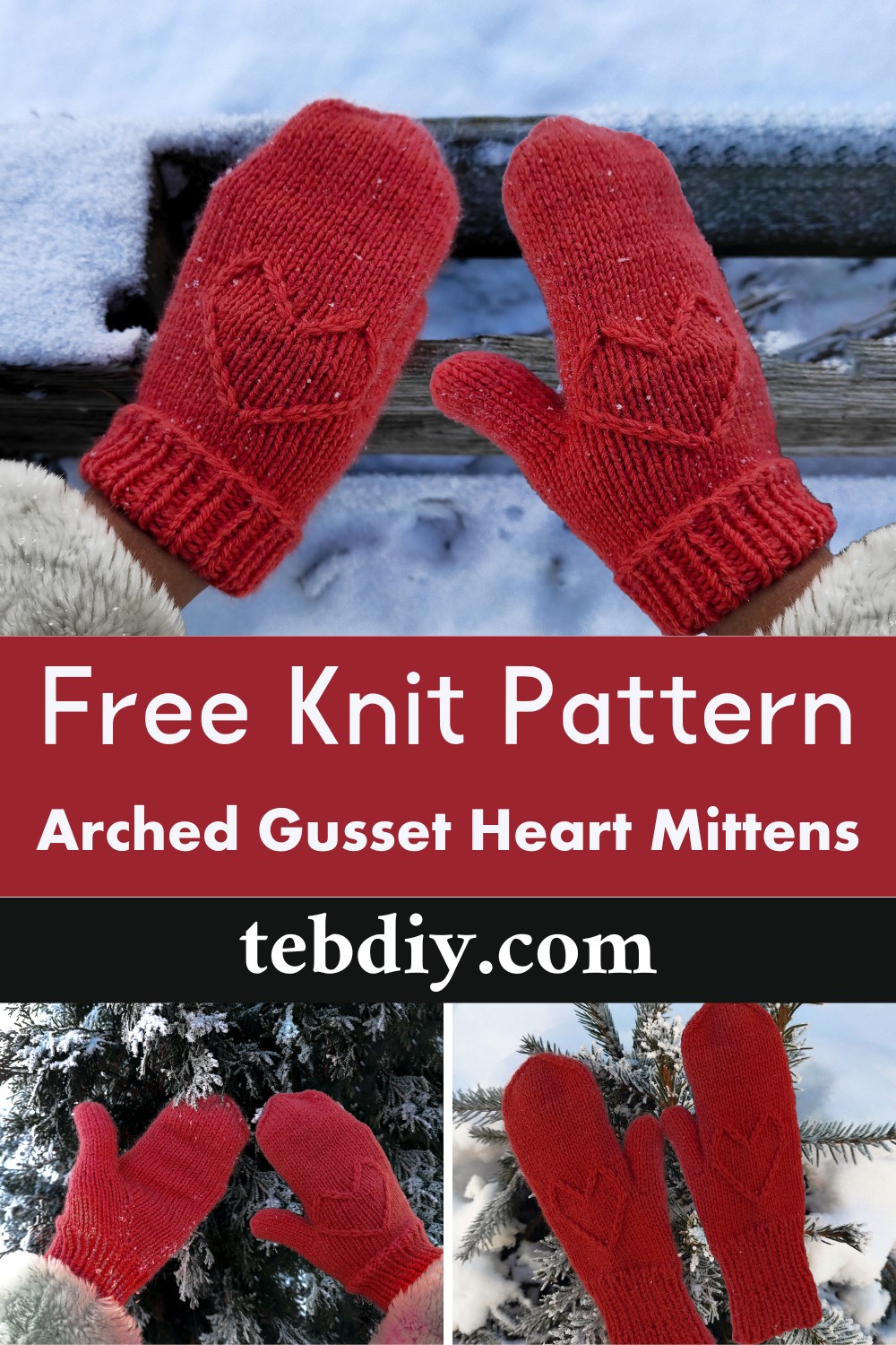 Arched Gusset Heart Mittens
