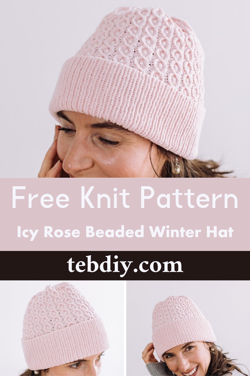 Icy Rose Beaded Winter Hat