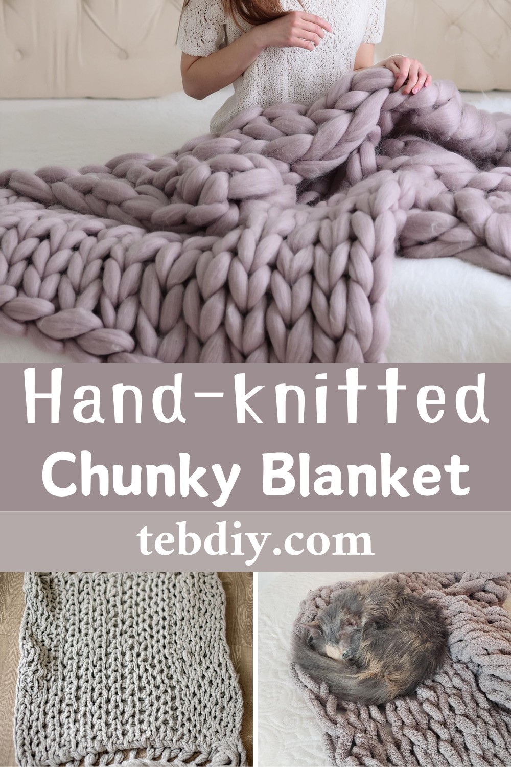 Easy Chunky Hand-knitted Blanket