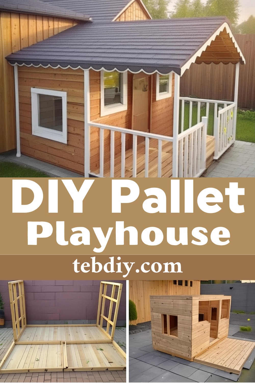 Cheap DIY Pallet Playhouse Project For Little Girls