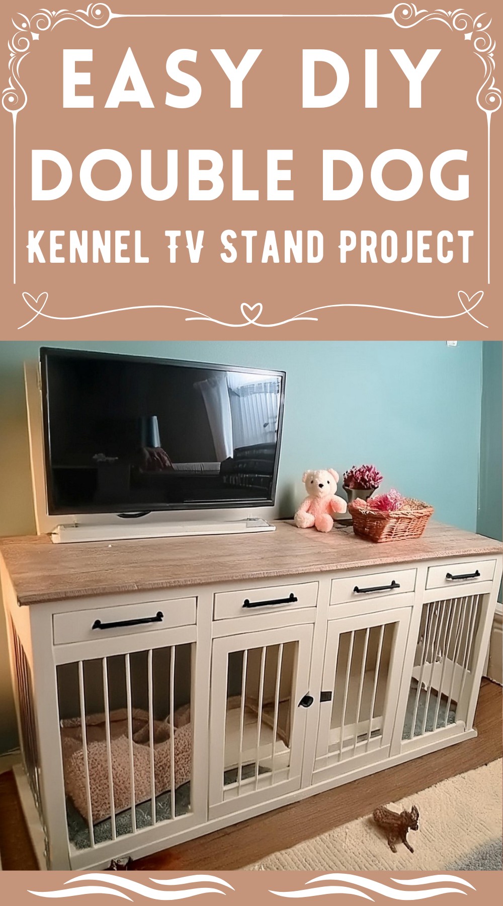DIY Double Dog Kennel TV Stand Project