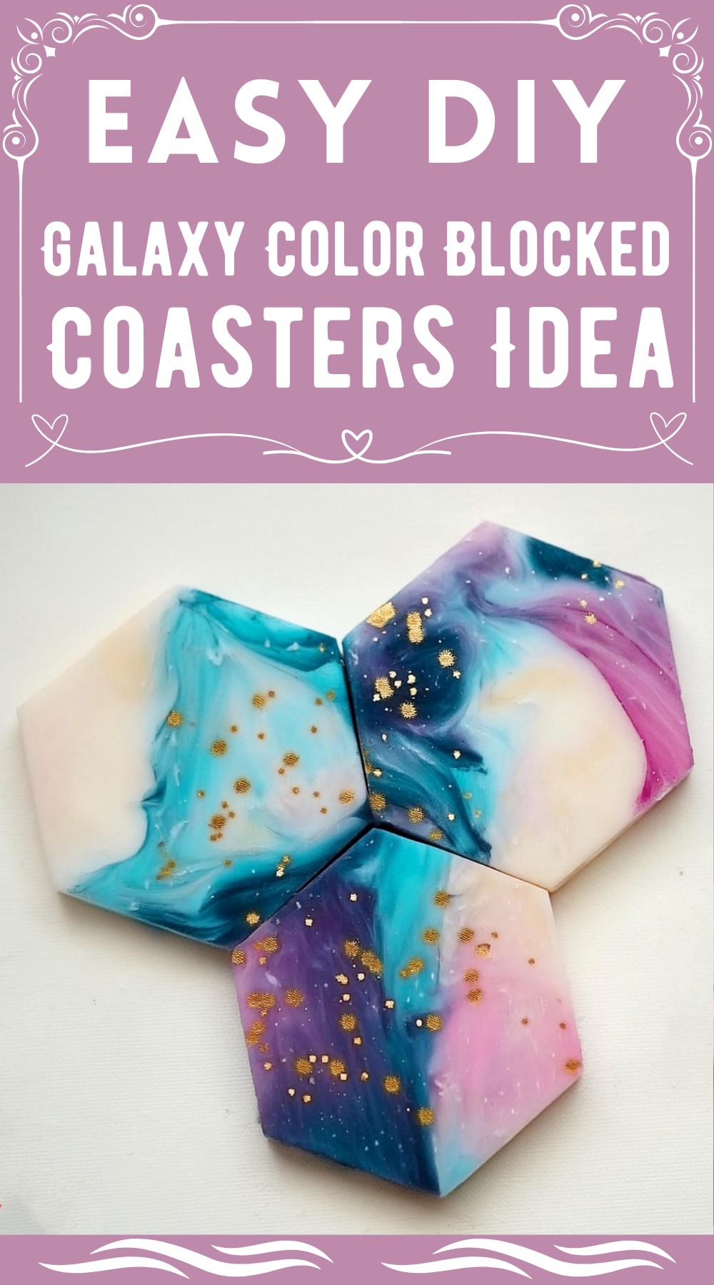 DIY Galaxy Color Blocked Coasters Idea