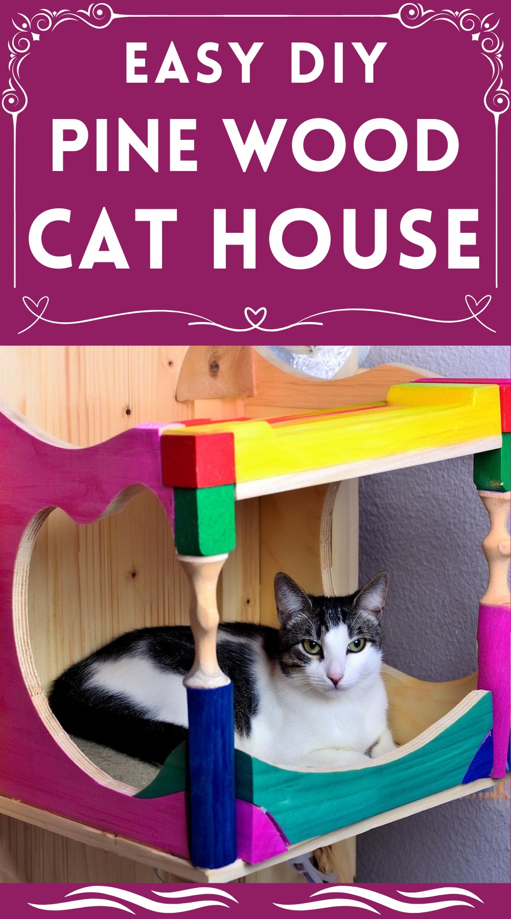 DIY Pine Wood Cat House