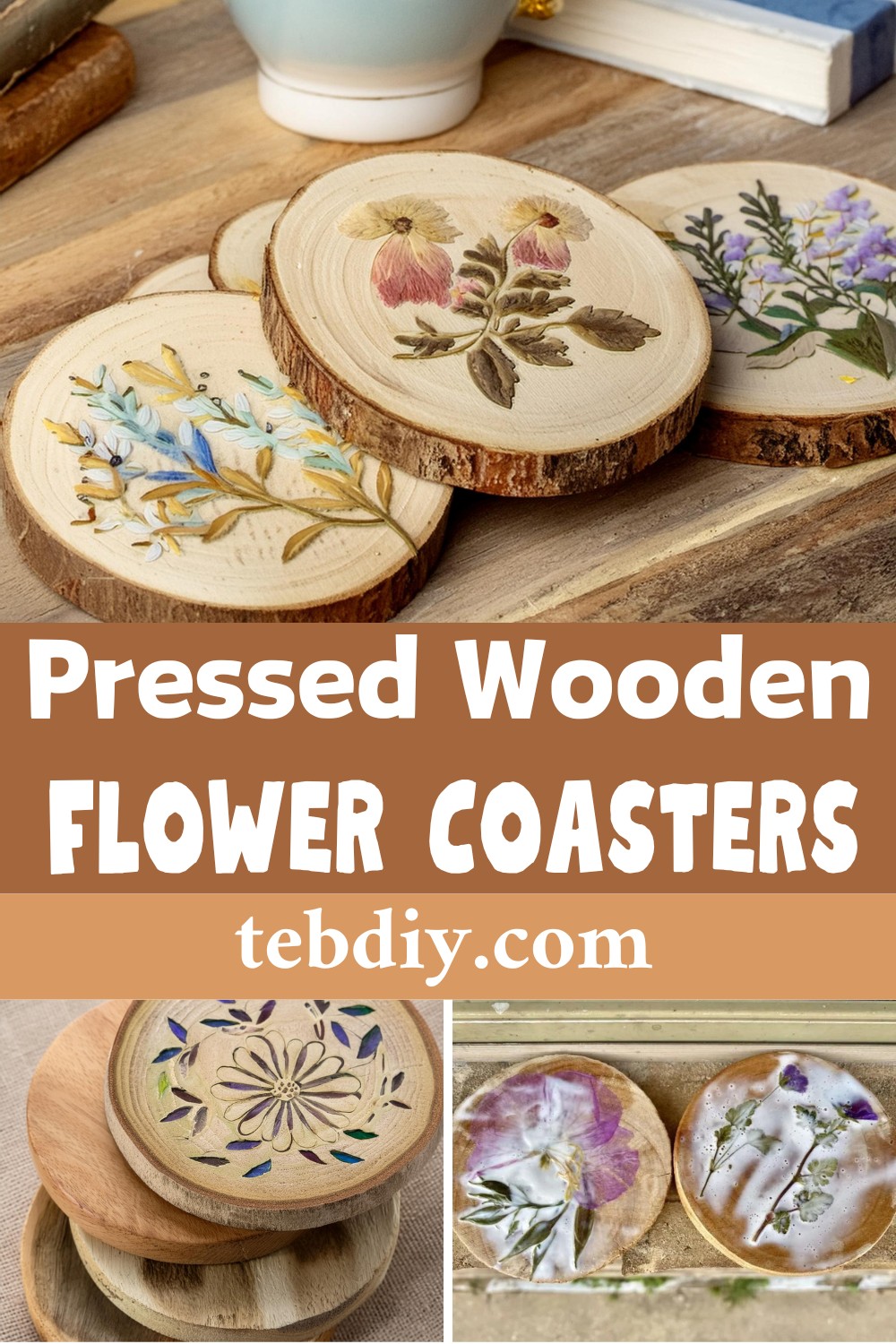 DIY Pressed Wooden Flower Coasters Idea