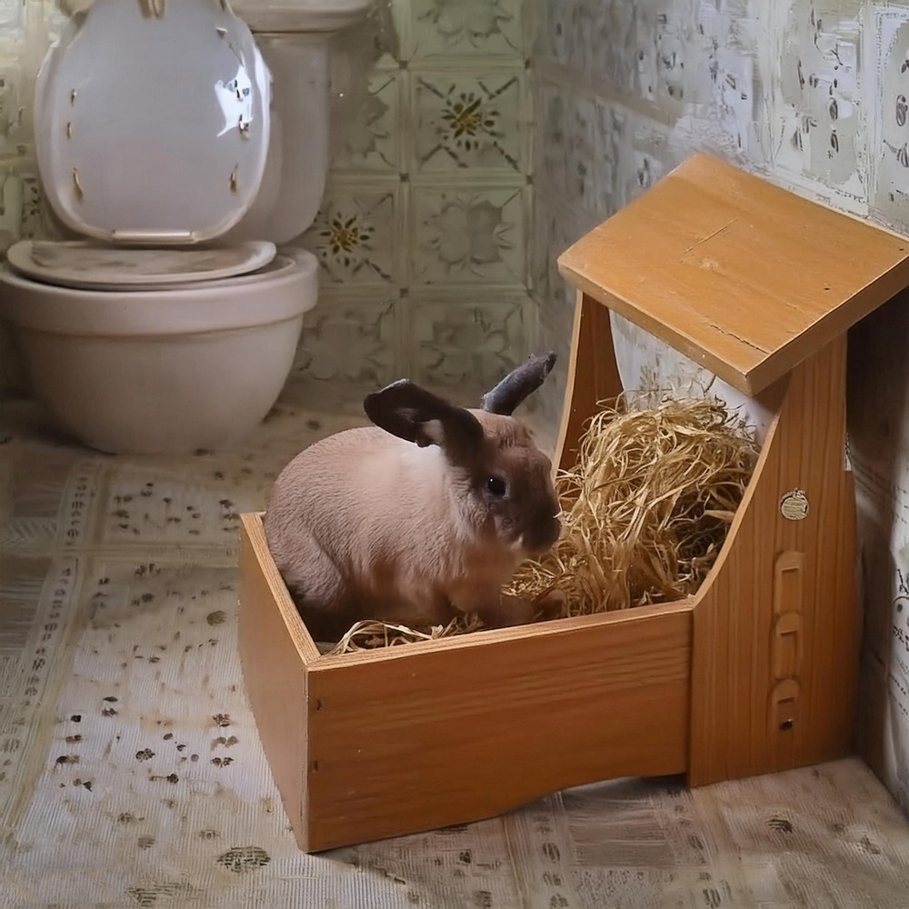 Bunny Hay Dispenser and Toilet Combination