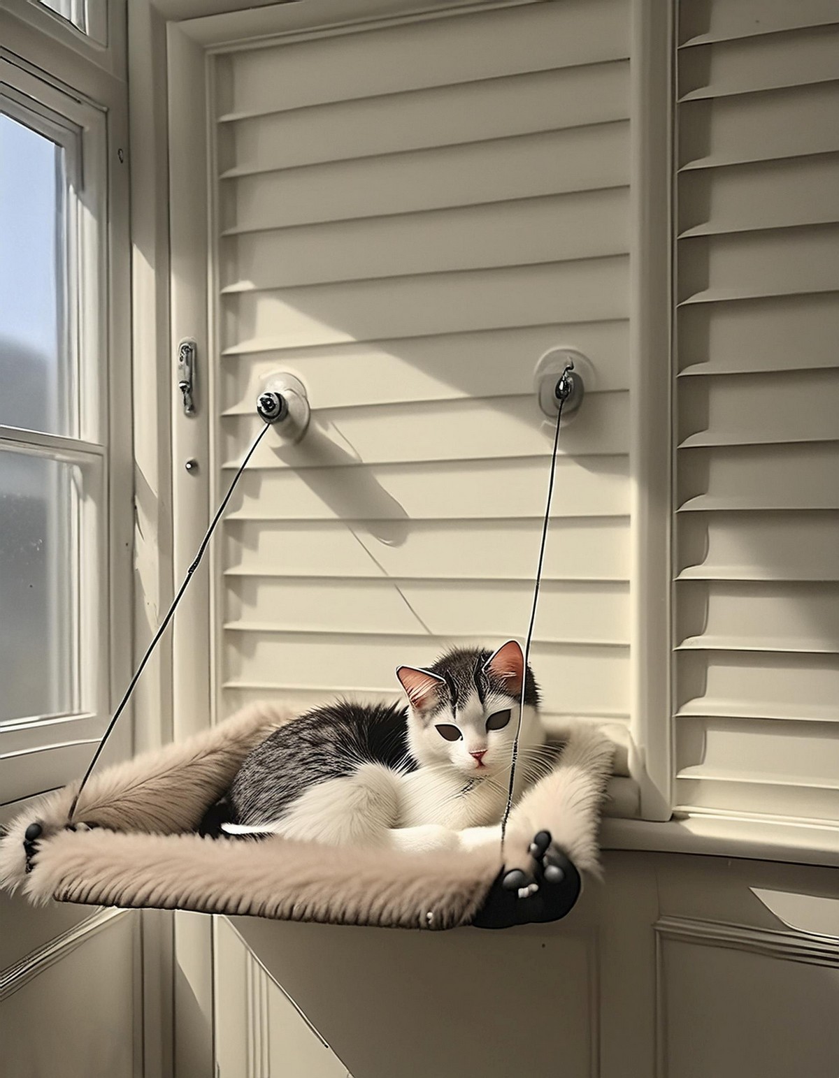 Glass Mounted Hanging Cat Bed