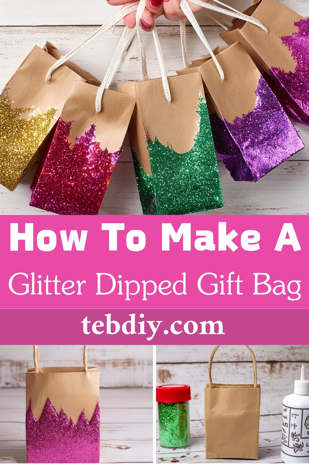 How To Make A Glitter Dipped Gift Bag