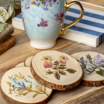 Pressed Wooden Flower Coasters