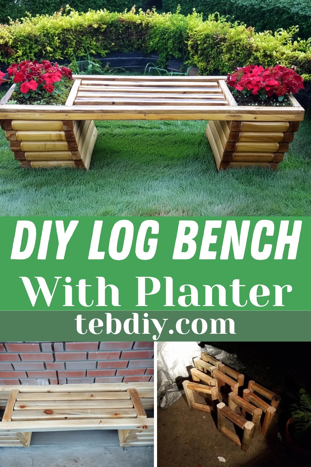 Easy DIY Log Bench With Planter On Both Sides Project