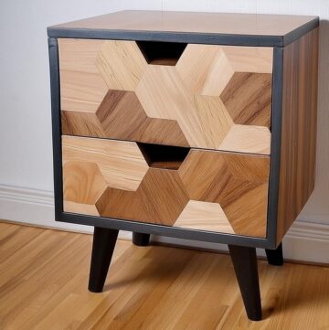 Mid-century Nightstand With Hexagon Pattern Drawers 4