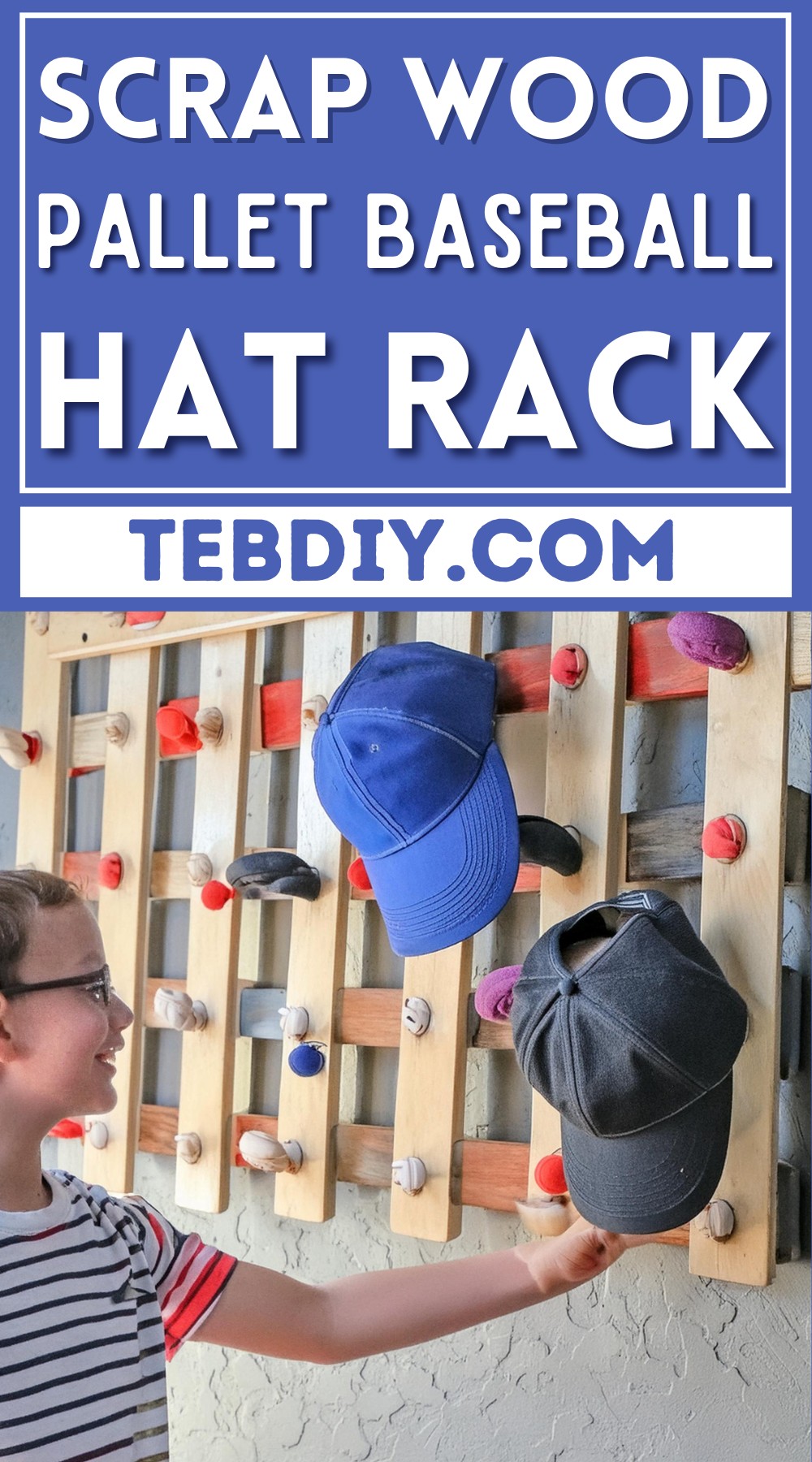 Scrap Wood & Pallet Baseball Hat Rack