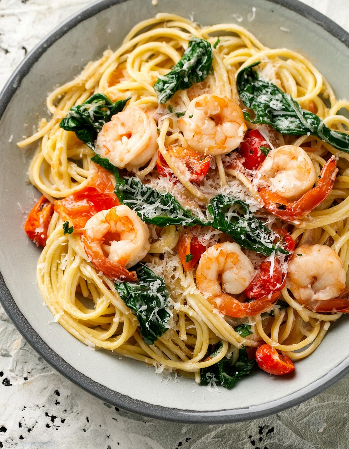 Tomato Spinach Shrimp Pasta Recipe