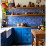 Bohemian Spanish Kitchen With Blue Tile Backsplash