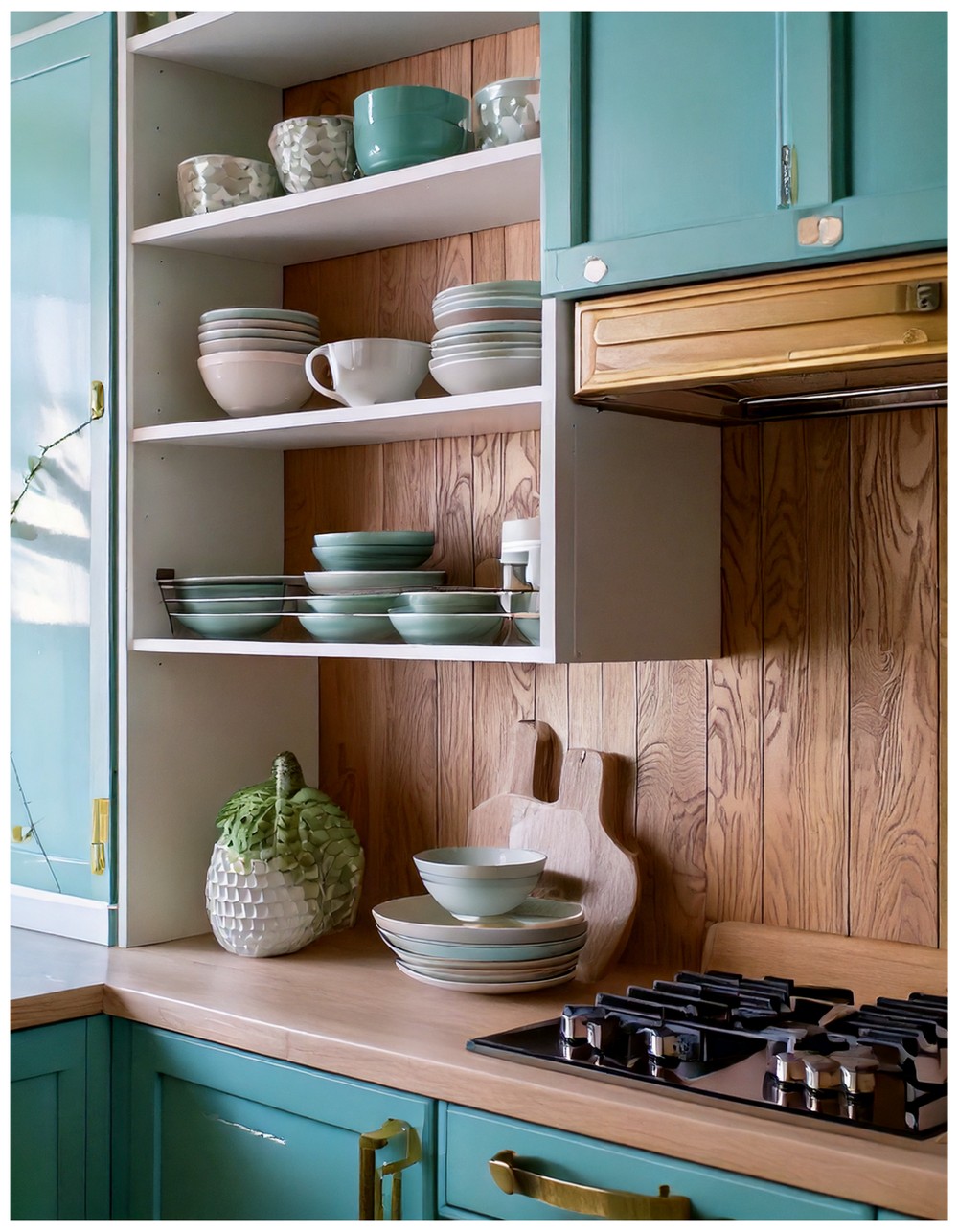 Dreamcore Kitchen with Pastel Blue Shelves