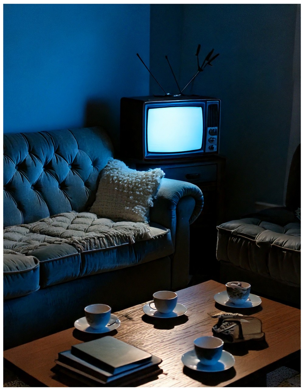 Dreamcore Living Room with Soft Vintage TV Glow and Faded Nostalgia