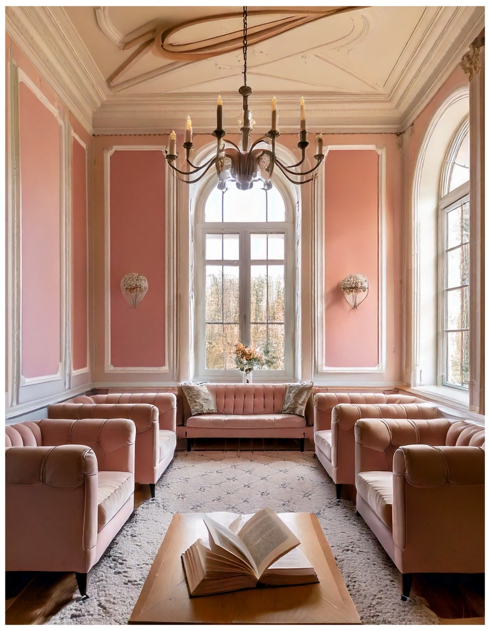 Ethereal Pastel Living Room with Unnaturally Perfect Symmetry