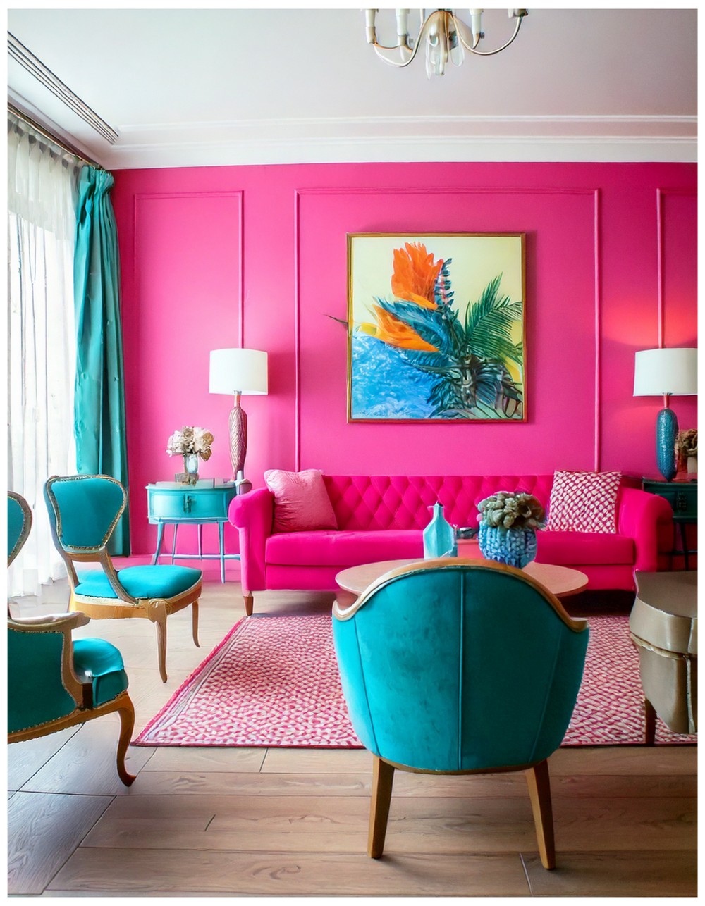 Hot Pink and Turquoise