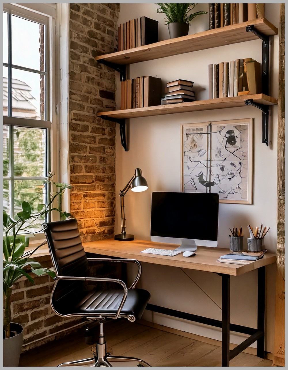 Industrial-Chic Home Office Corner