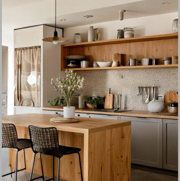 Scandinavian Kitchen with Wood and Concrete Elements