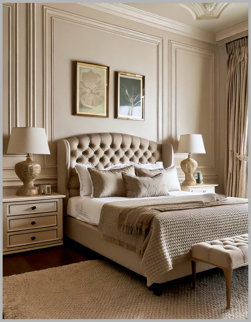 Serene Wingback Bedroom Transitional Elegance