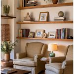 Standard Living Room With Long Floating Shelves
