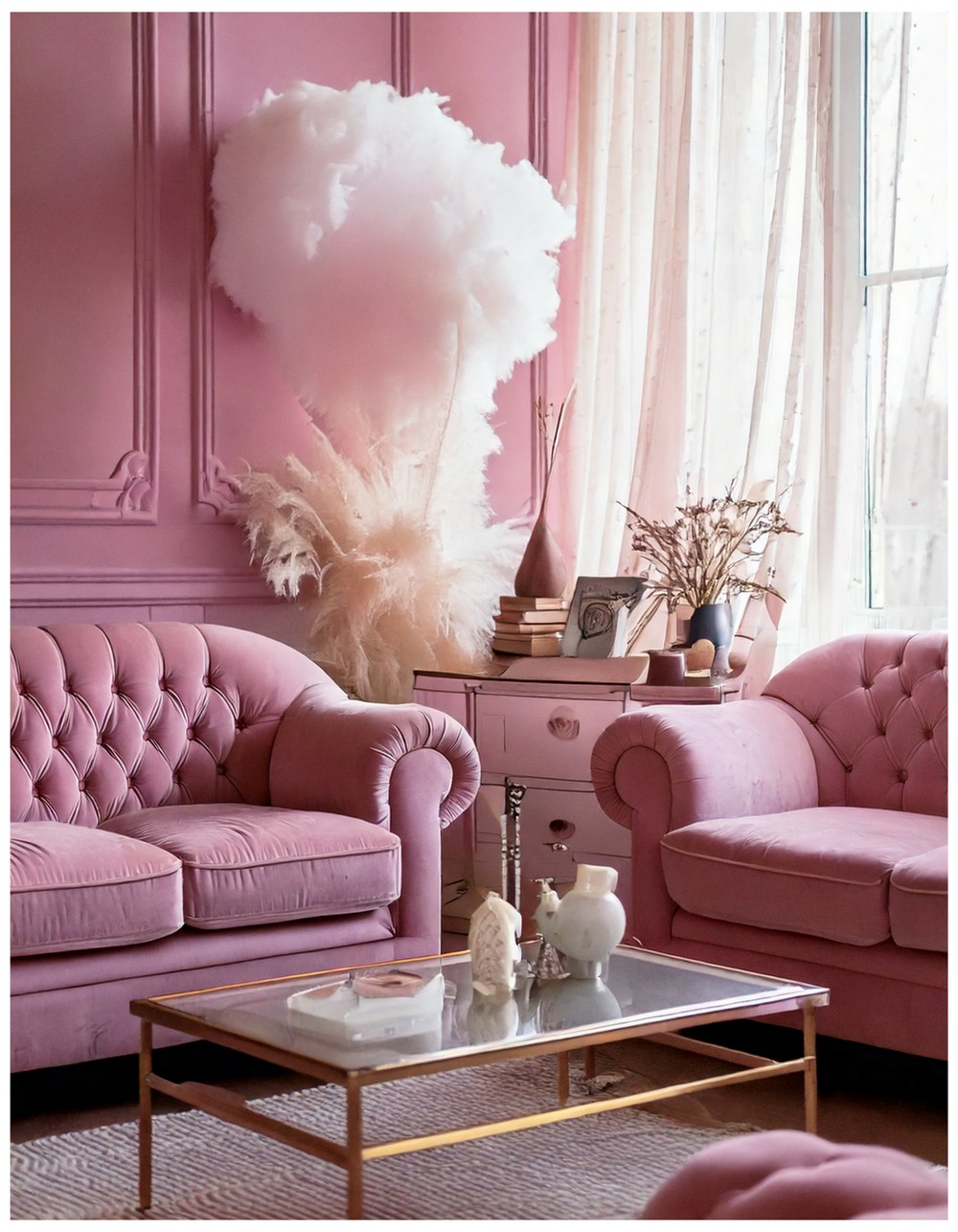 Vintage Dreamcore Living Room with Soft, Cloudlike Furniture