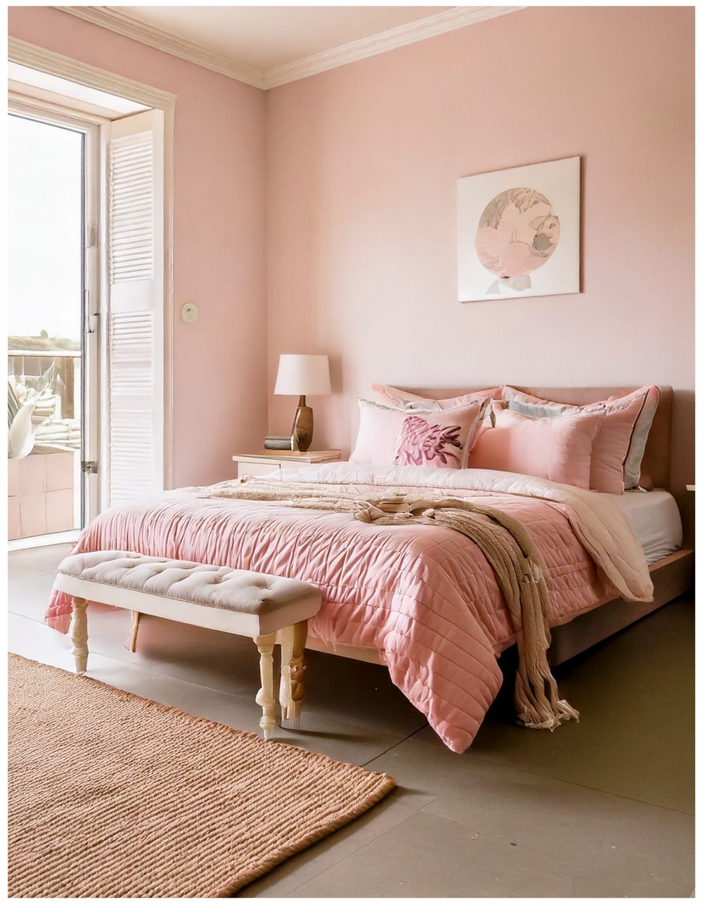 Add a Pink Coastal Bench or Ottoman