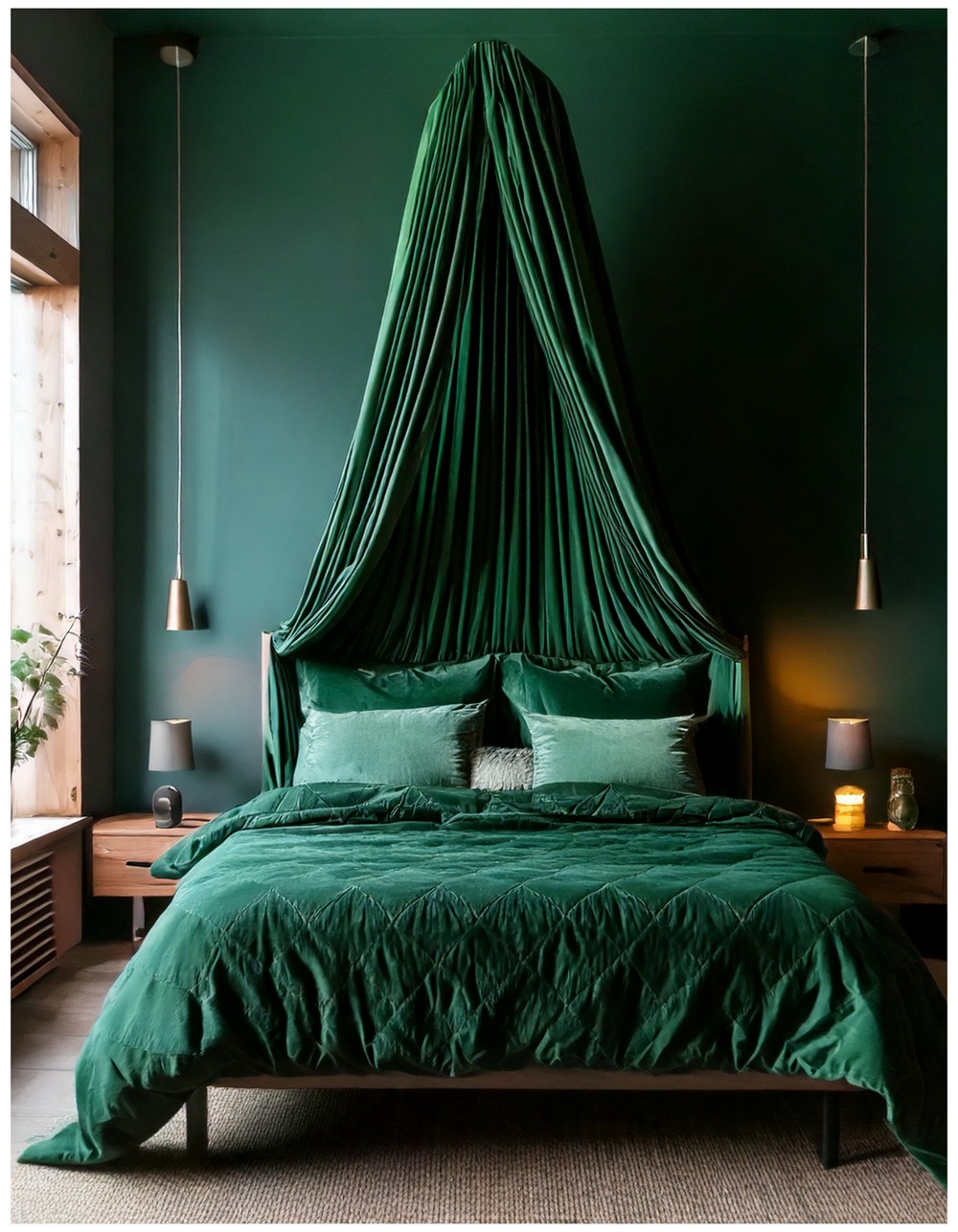Dark Green Canopy Bed