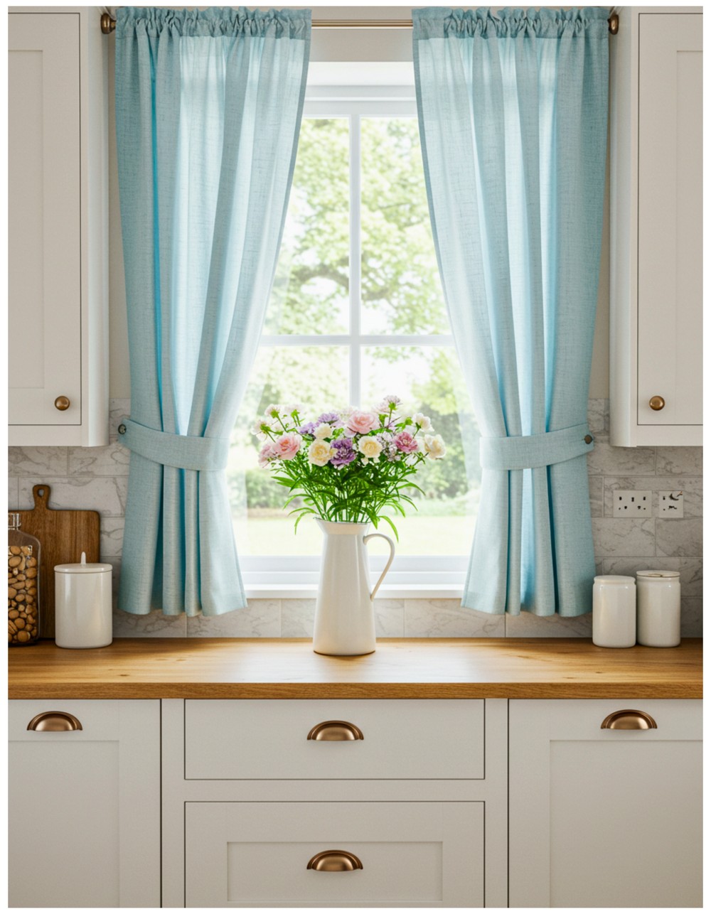 Duck Egg Blue Cafe Curtains