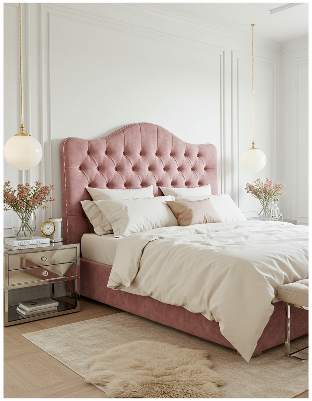 Dusty Rose Velvet Headboard