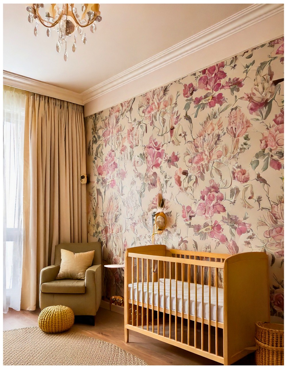 Floral Wallpaper Accent Wall