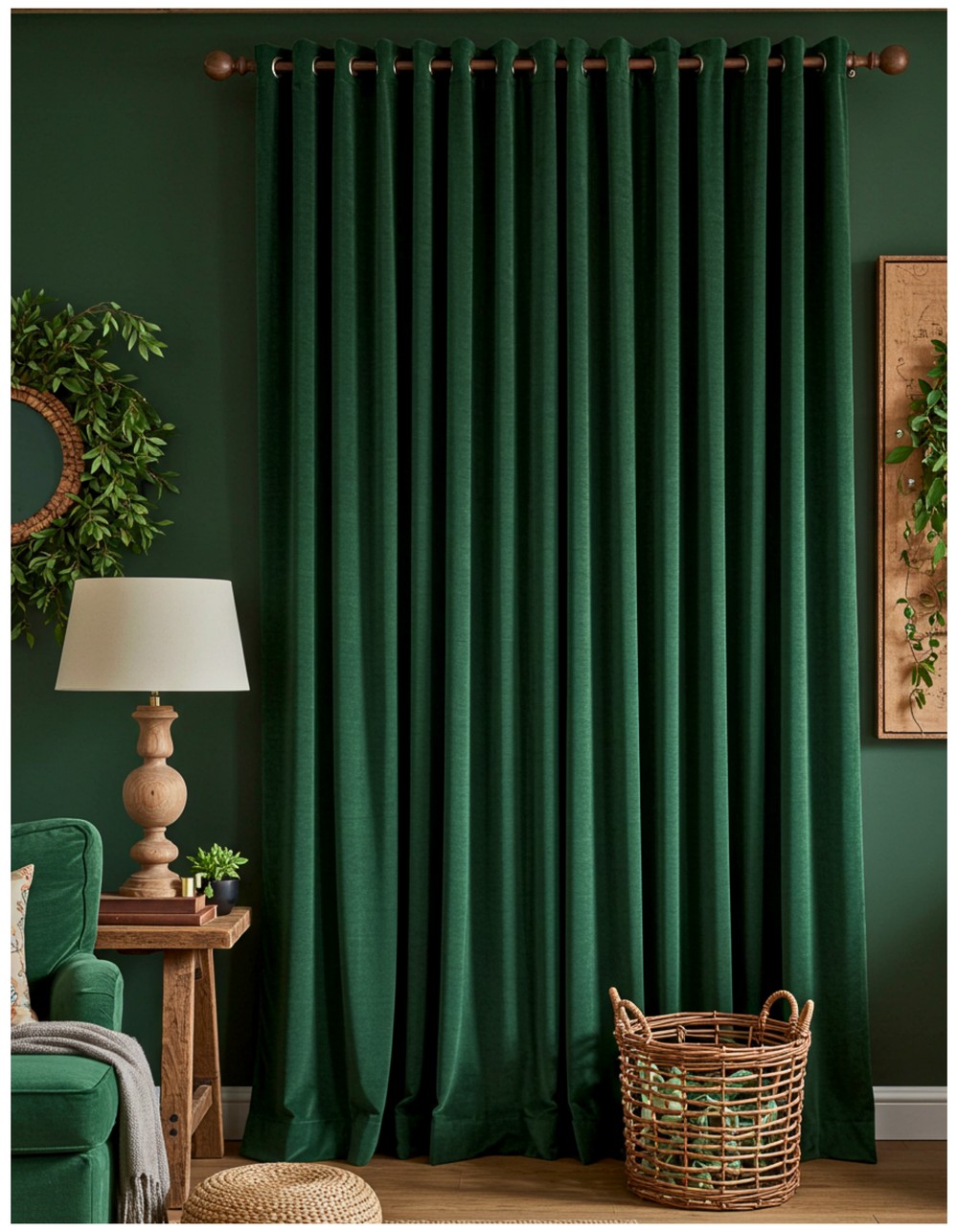 Forest Green with Natural Wooden Rings