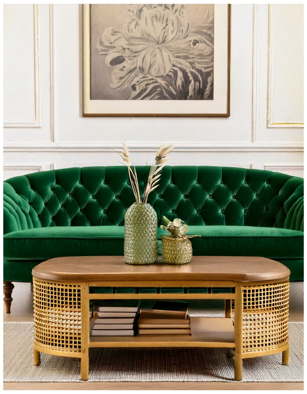Green Velvet Chesterfield Sofa
