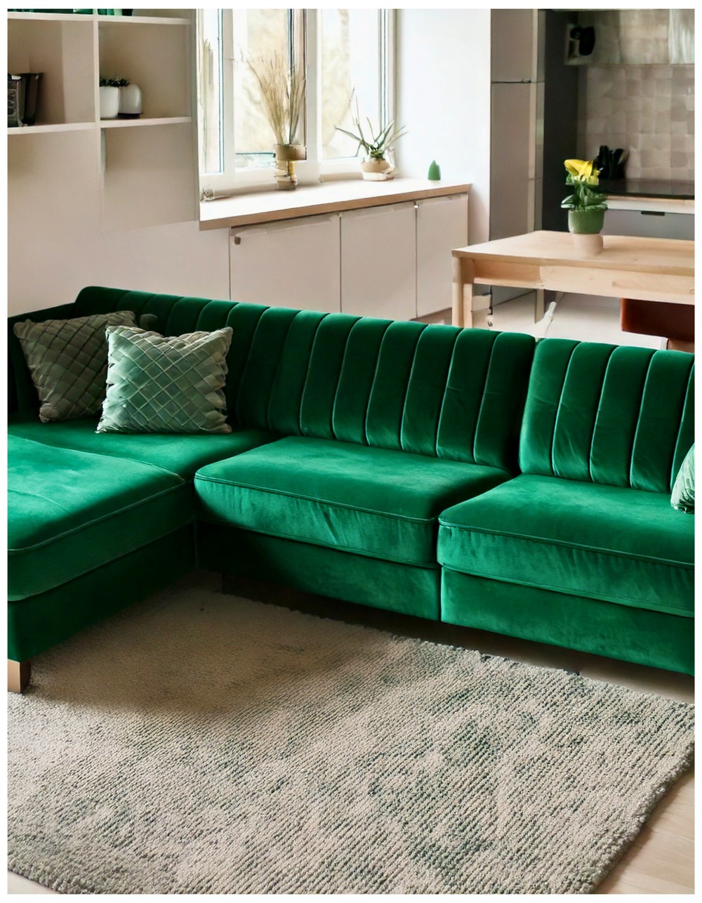 Green Velvet Sectional Sofa