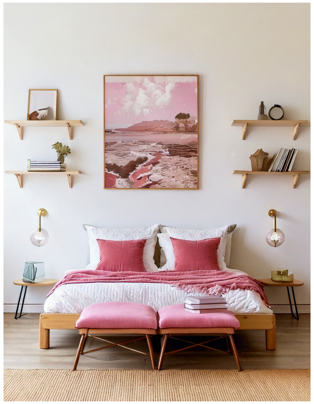 Hang Coastal Wall Art with Pink Accents