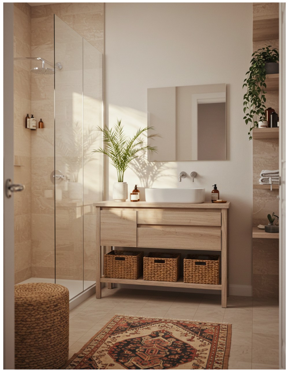 Minimalist Bathroom with a Touch of Boho Chic