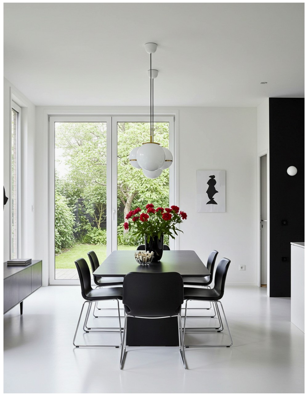 Modern Dining Room with Black and White Accents